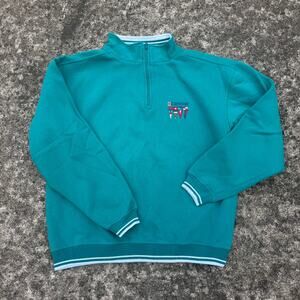Vintage Carnival Quarter‎ Zip Sweatshirt Teal L/XL 90s